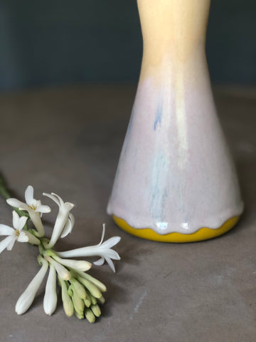 Bec Vase- pale pink and Yellow